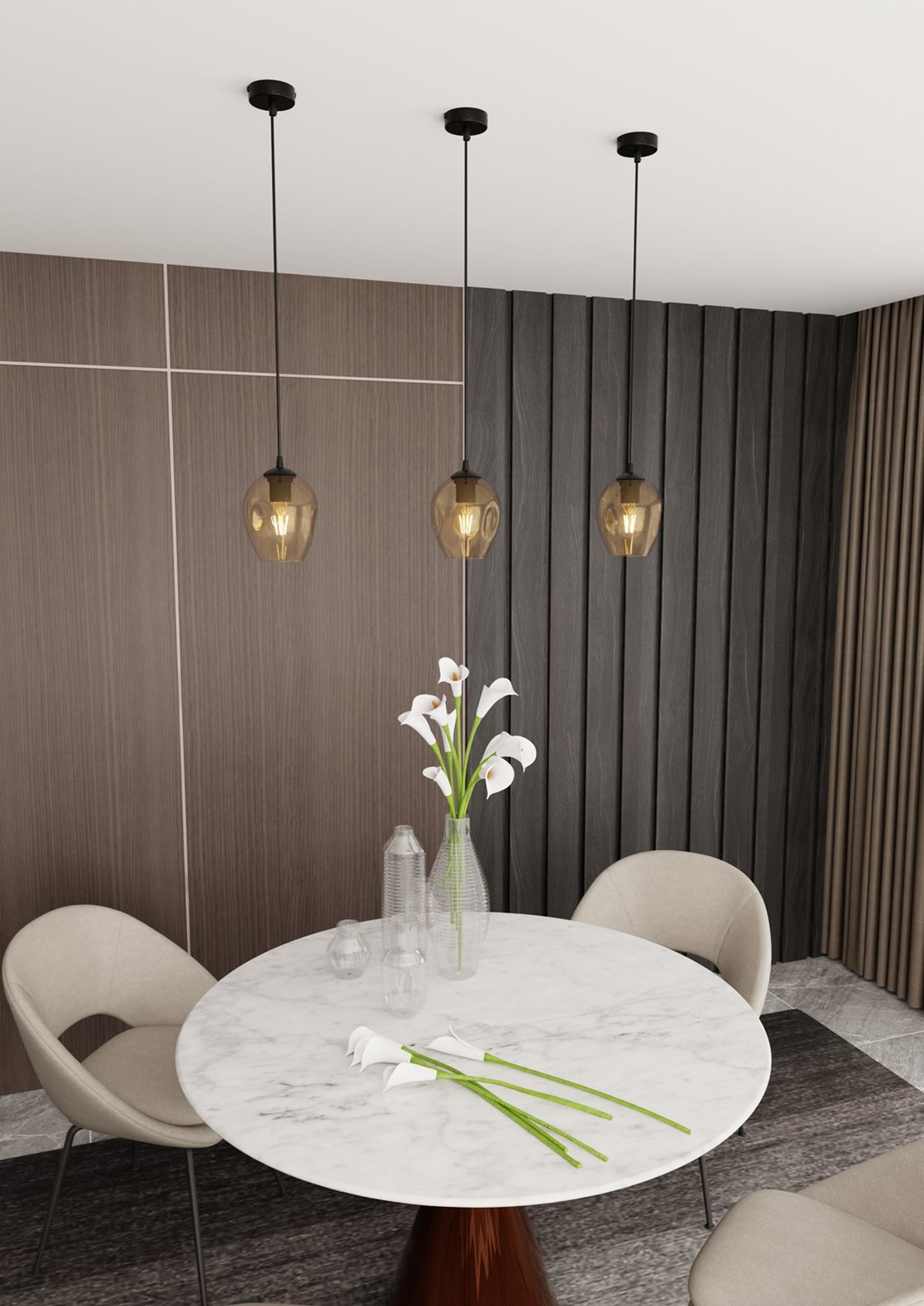 Lampa wisząca Istar czarna z miodowym kloszem x1