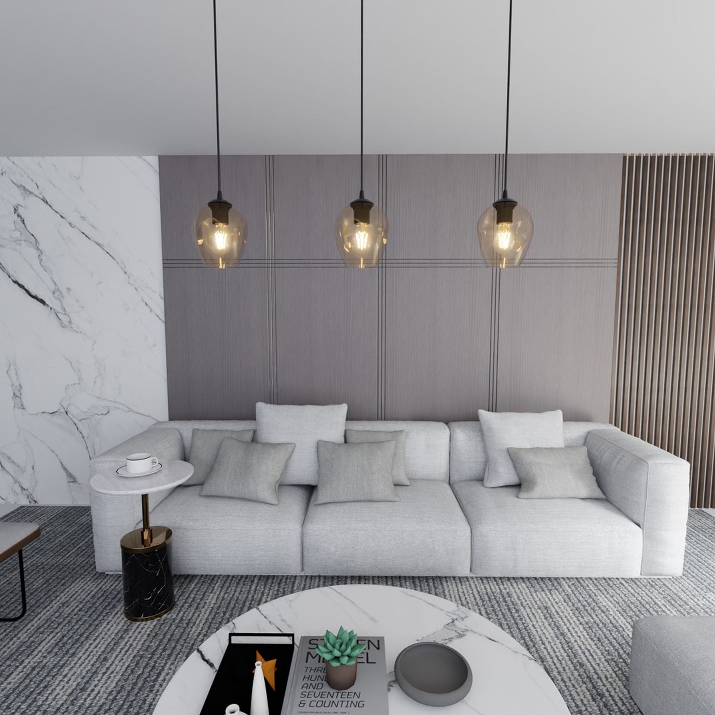 Lampa wisząca Istar czarna z miodowym kloszem x1