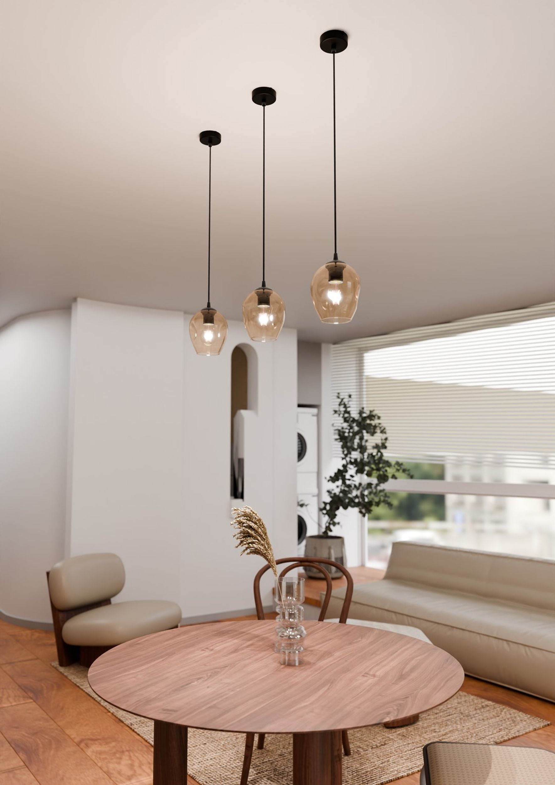 Lampa wisząca Istar czarna z miodowym kloszem x1