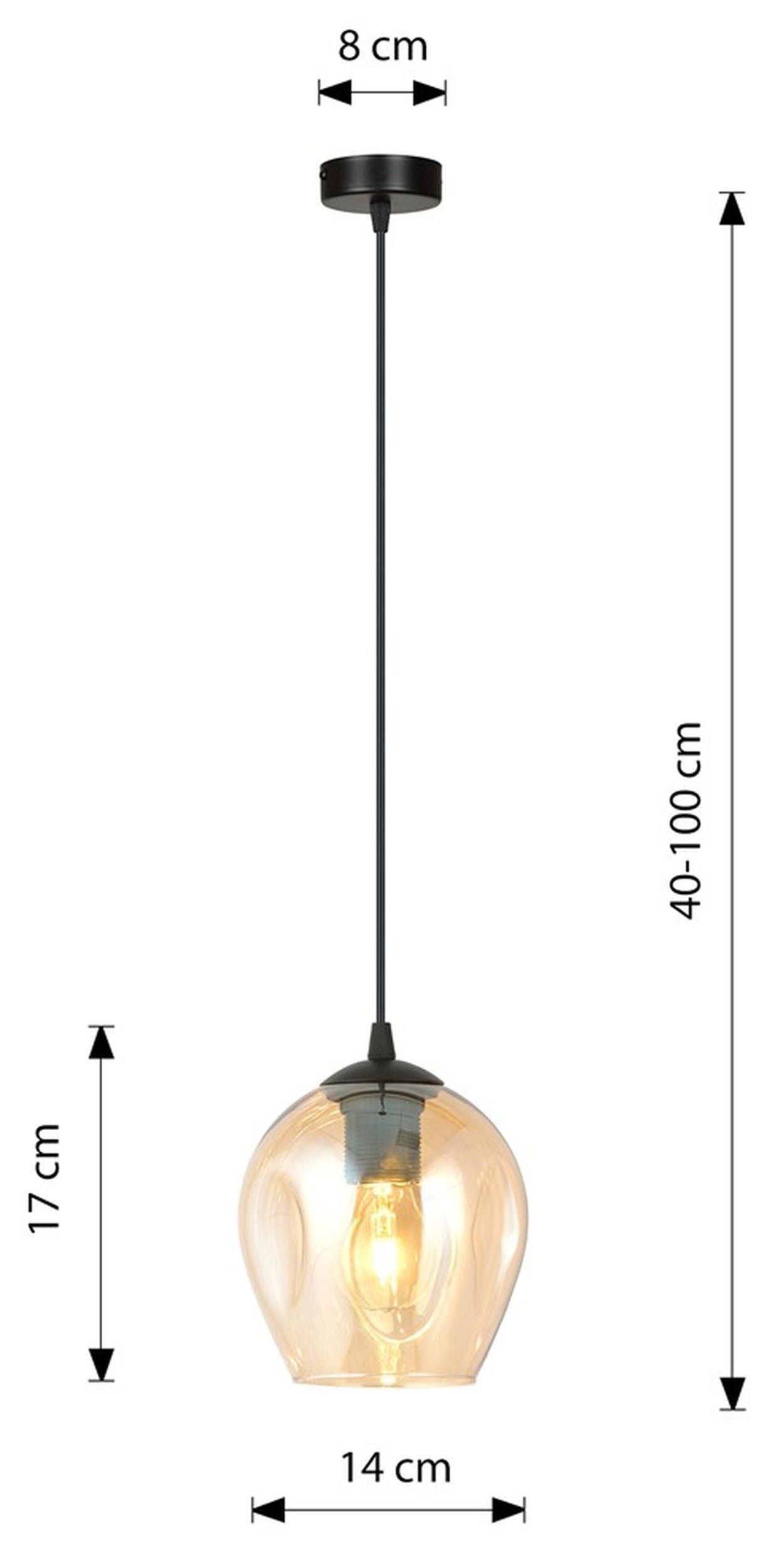 Lampa wisząca Istar czarna z miodowym kloszem x1
