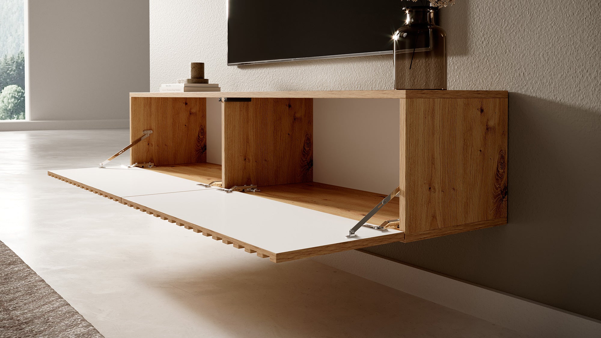 Szafka RTV Telire 138,6 cm dąb artisan lamele