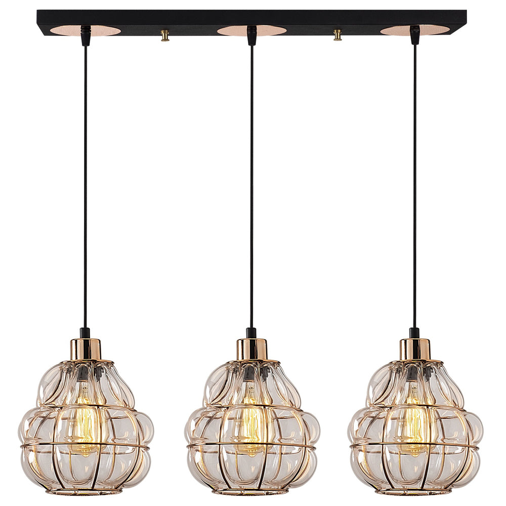 Lampa sufitowa Coradime x3 szklana gruszka 73 cm miedziana