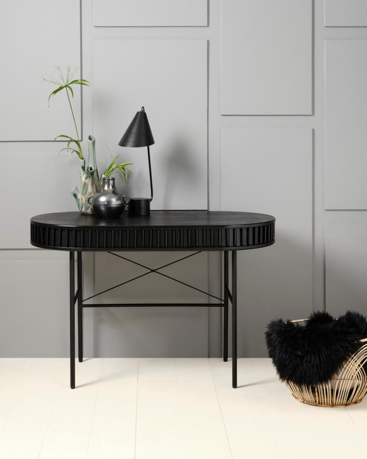 Biurko Ovitties 120x60 cm czarne lamele