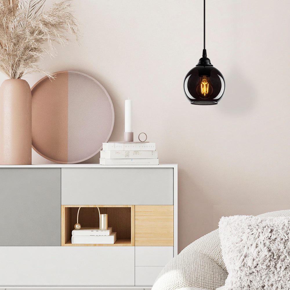 Lampa wisząca Communis 15 cm dymiony klosz