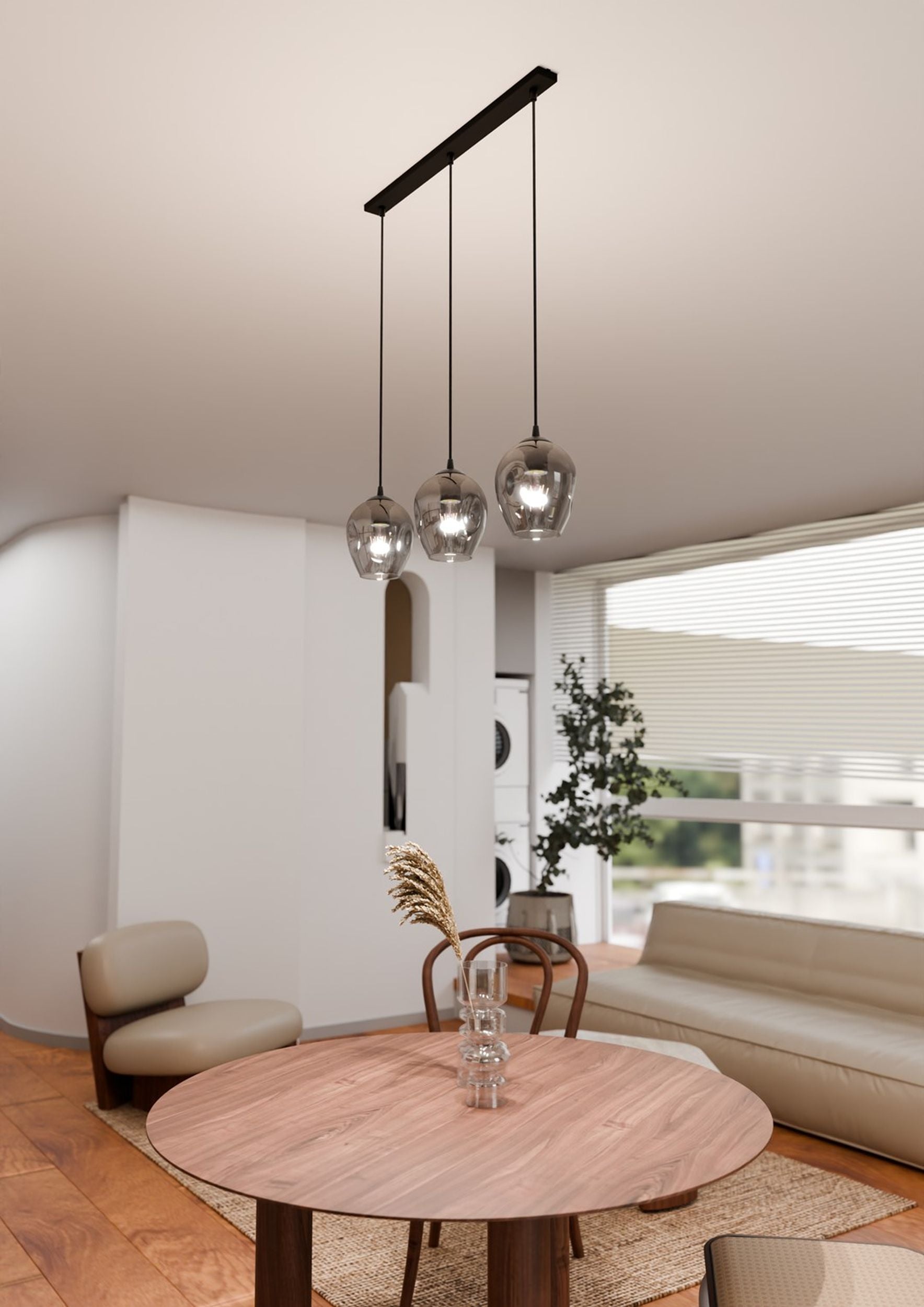 Lampa wisząca Istar czarna z grafitowymi kloszami x3