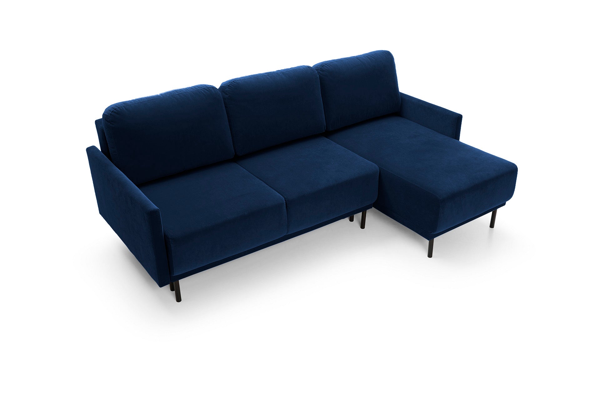 Narożnik rozkładany Hamiel L-kształtny z pojemnikiem uniwersalny granatowy velvet hydrofobowy