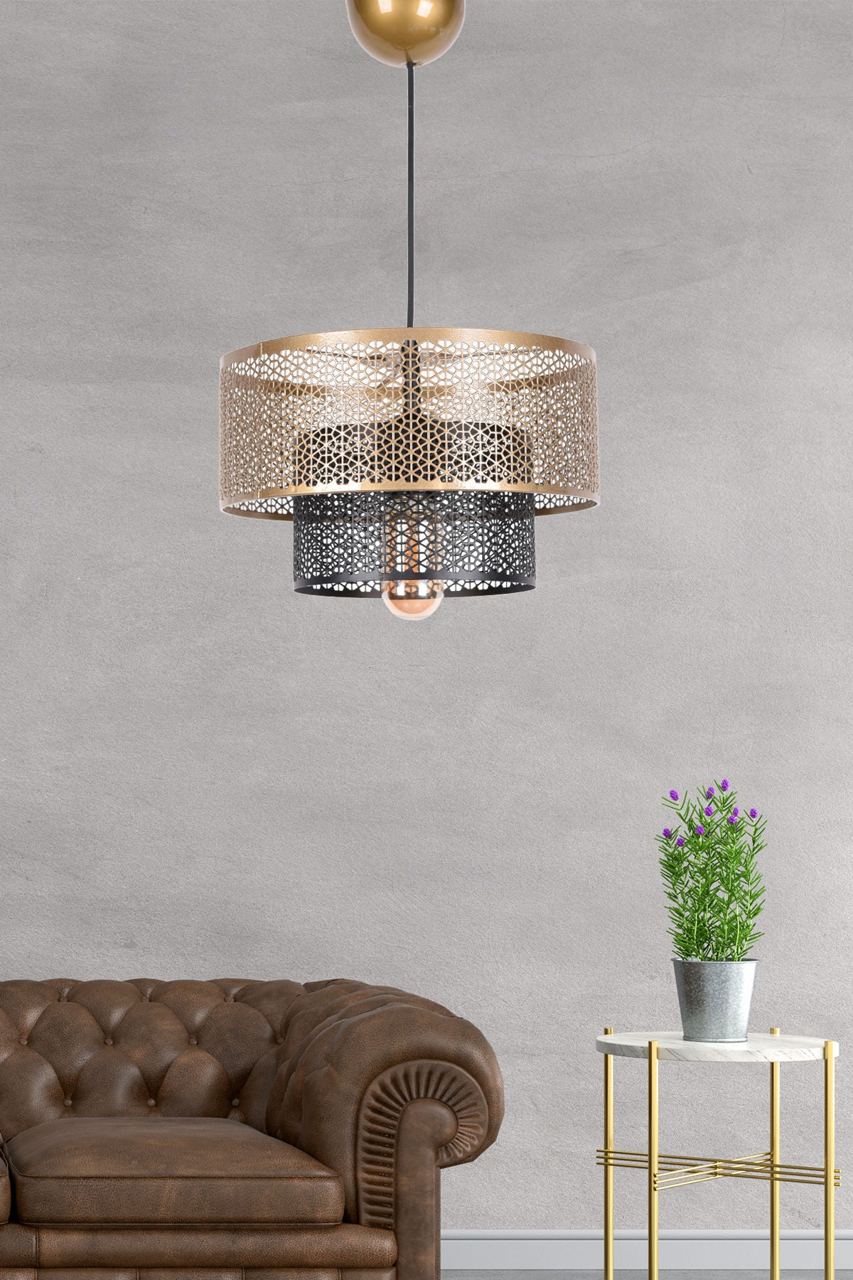 Lampa wisząca Ovaneons czarno/złota