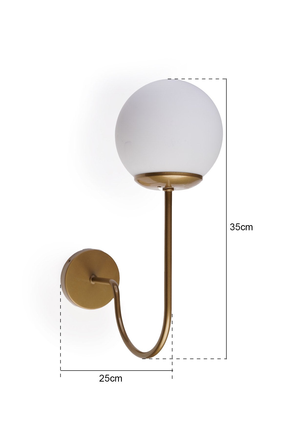 Lampa ścienna Battrin złota/ mleczny klosz