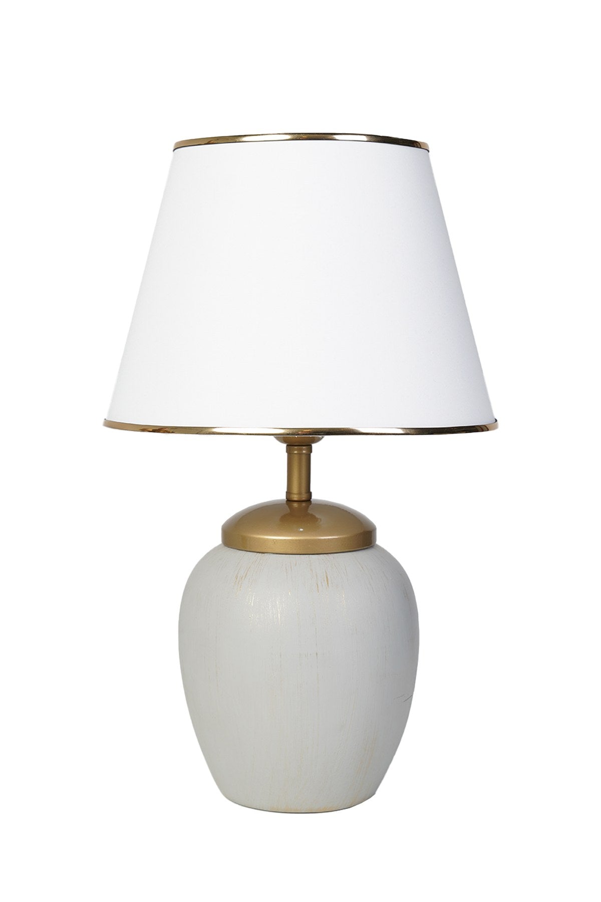 Lampa stołowa Insolive biało/szara ze złotymi detalami