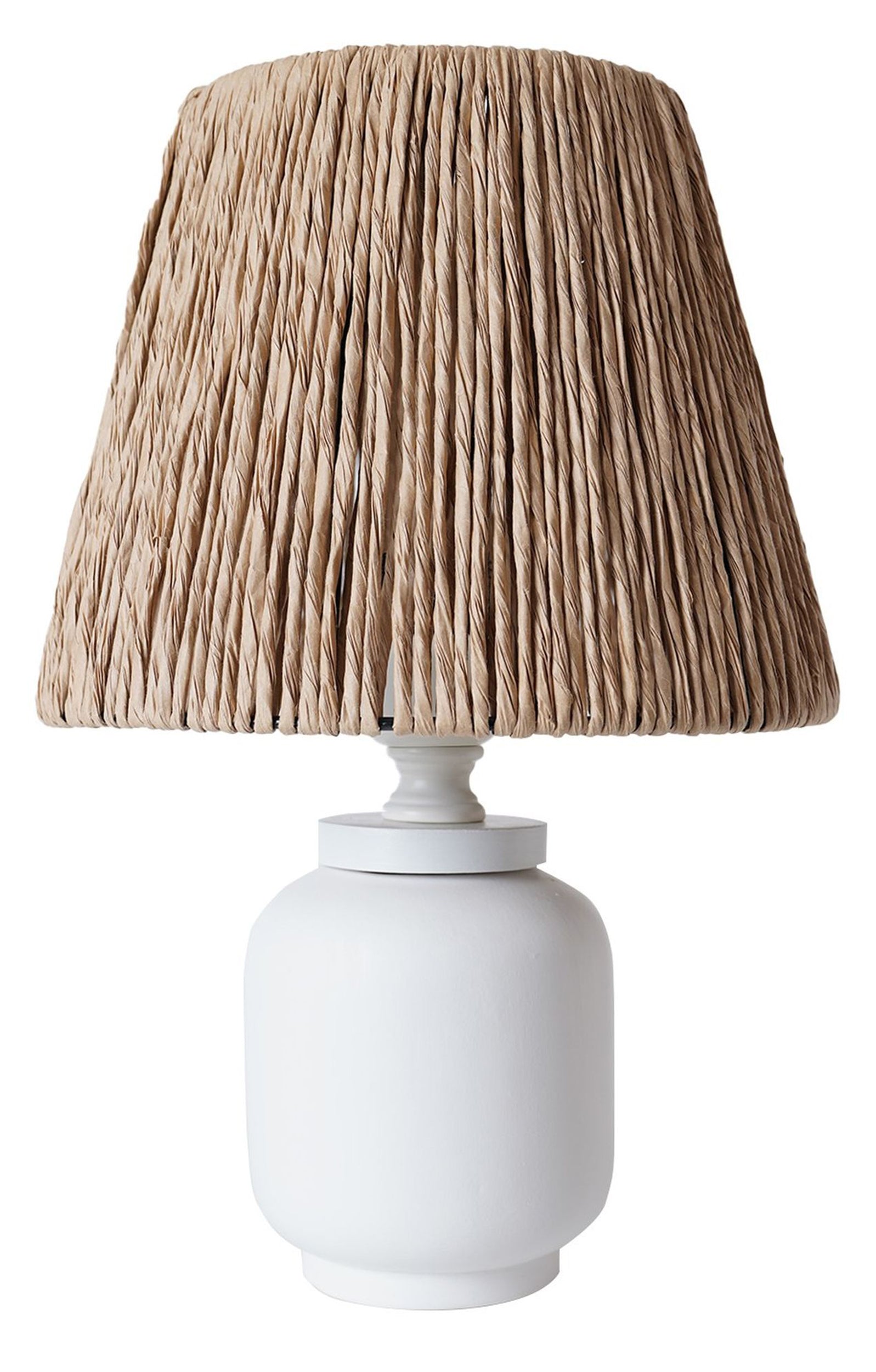 Lampa stołowa Trooled ceramiczny korpus biała z naturalnym kloszem