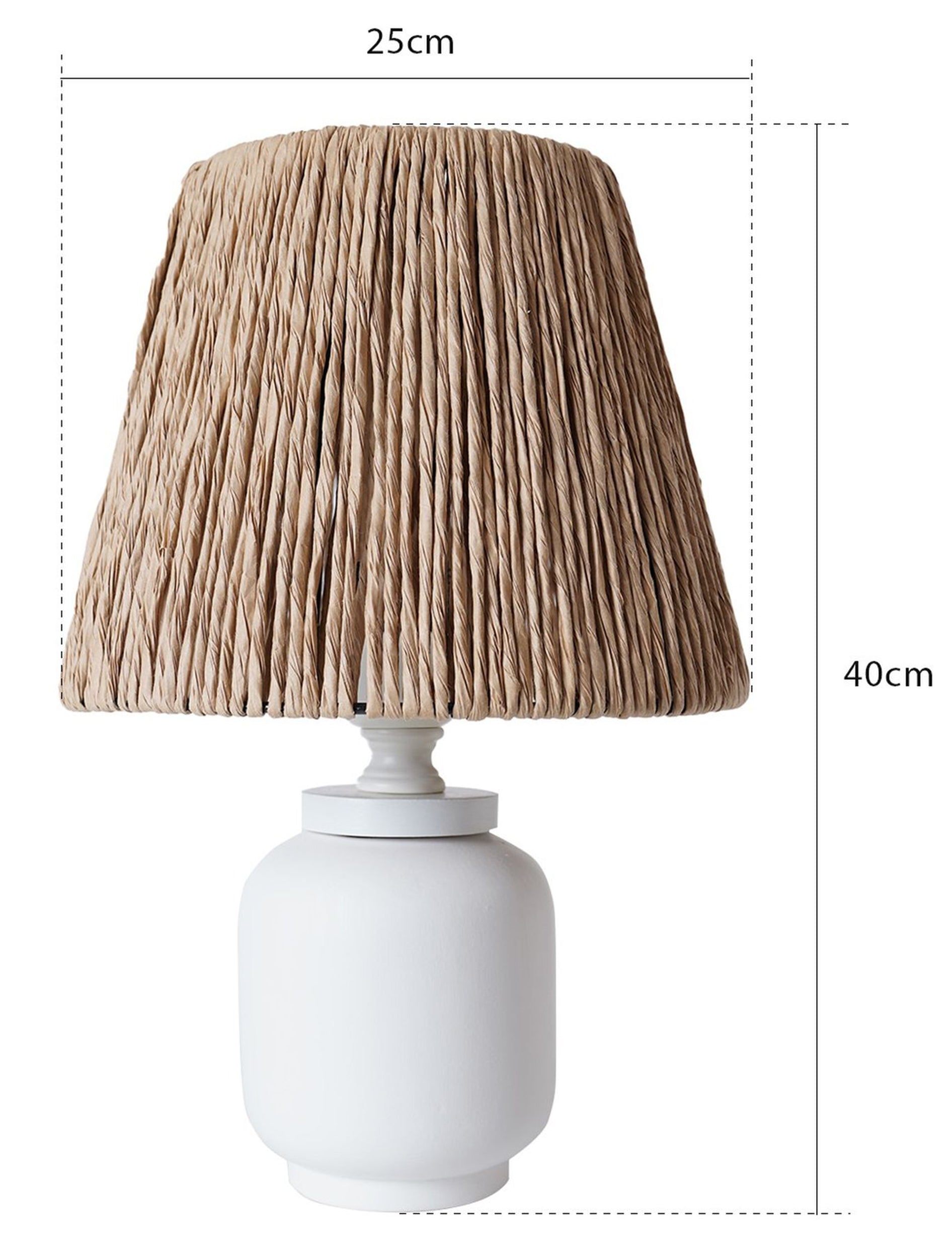 Lampa stołowa Trooled ceramiczny korpus biała z naturalnym kloszem