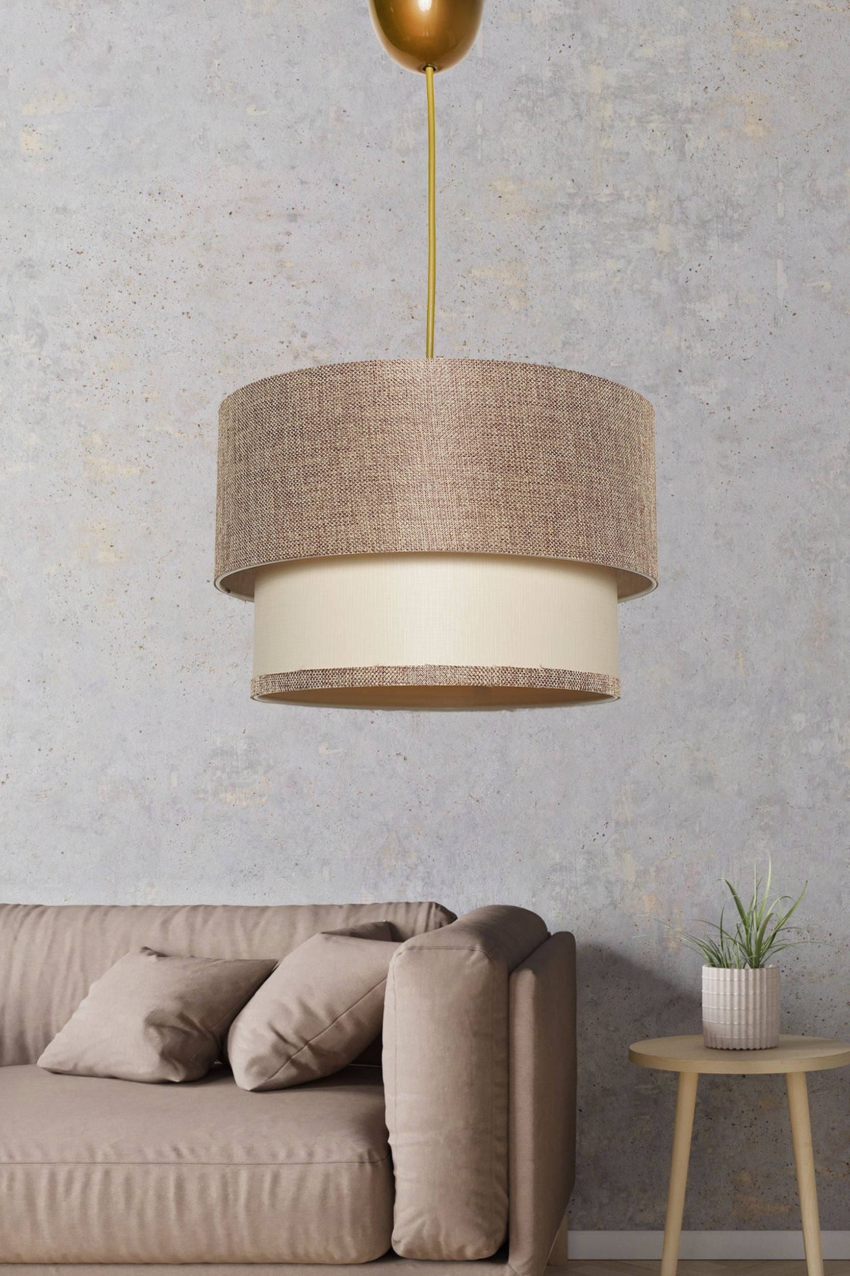 Lampa wisząca Humbia średnica 30 cm złoto-beżowa