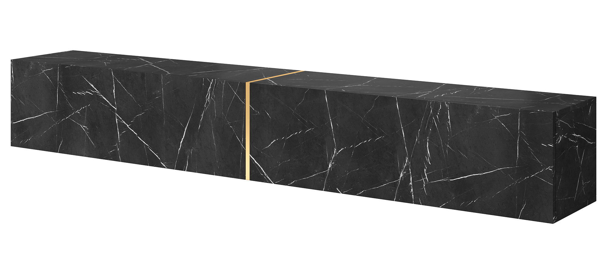 Szafka RTV Bisira 200 cm czarny marmur ze złotą wstawką