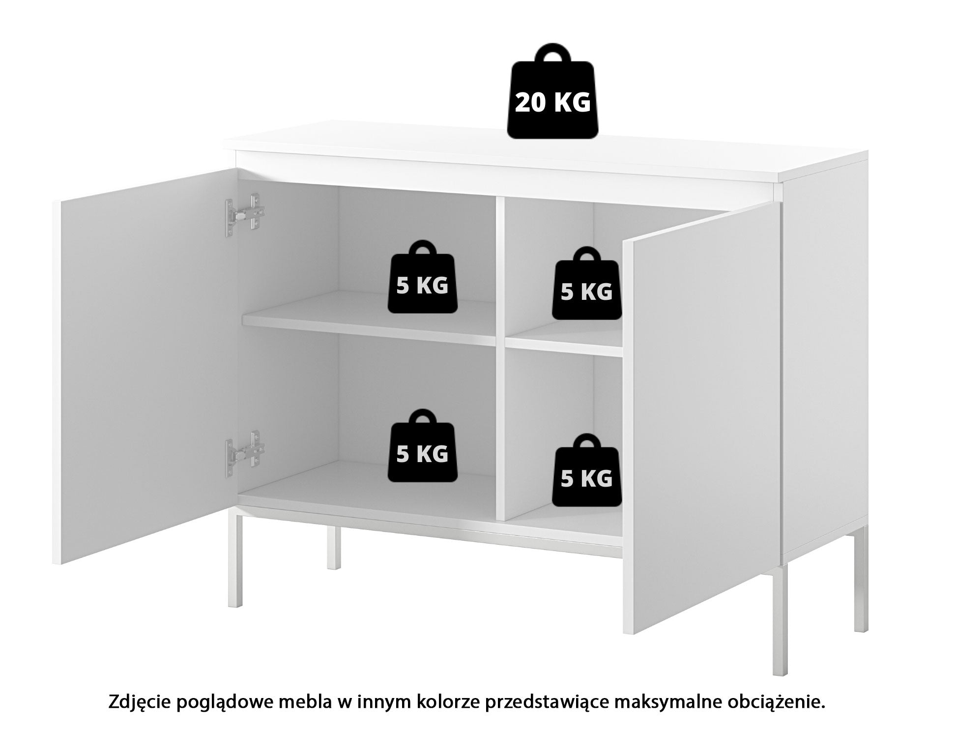 Komoda dwudrzwiowa Bemmi 100 cm czarna ze złotymi nogami