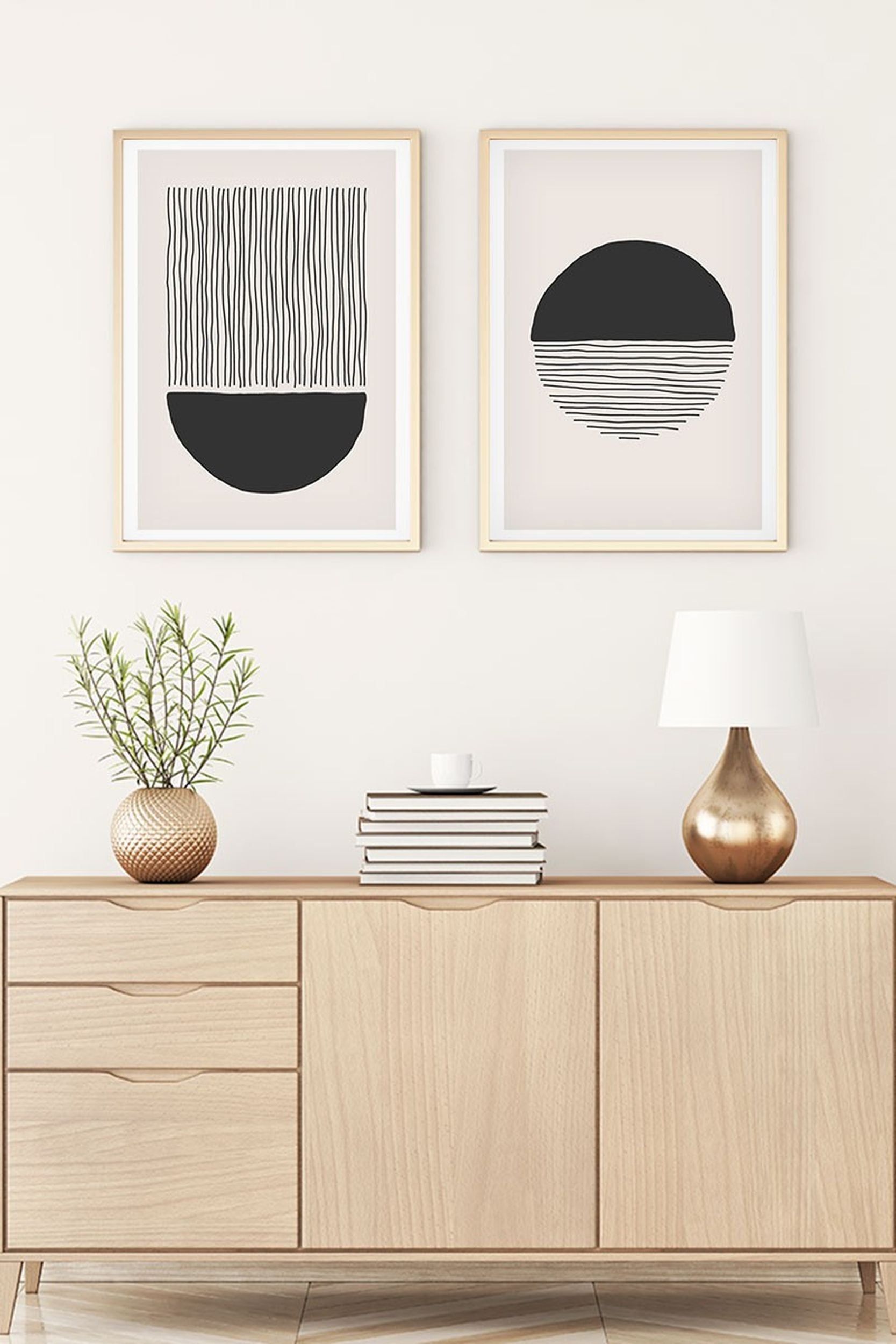 Zestaw 2 obrazów Bodenass 40x30 cm czarne słońce