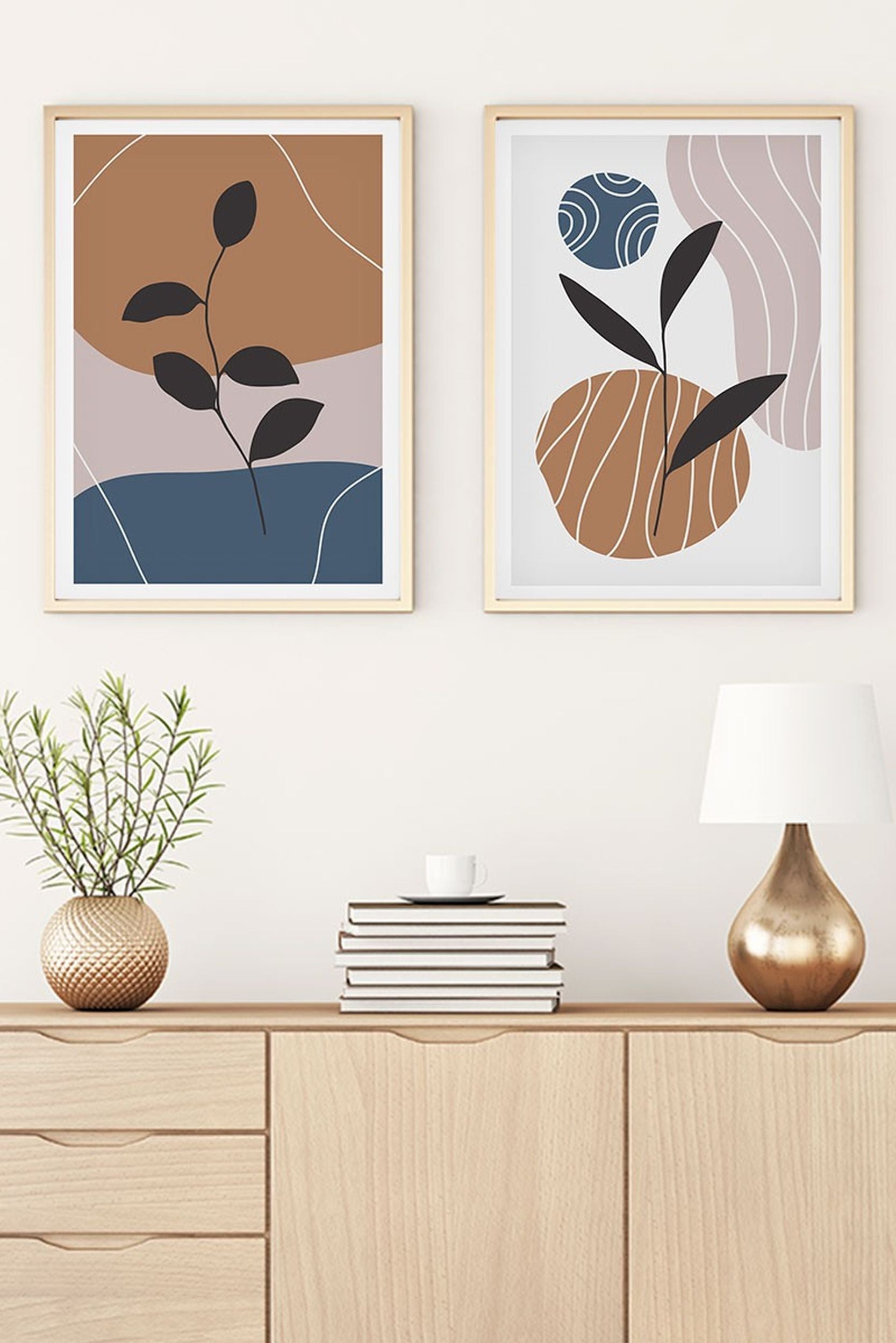 Zestaw 2 obrazów Bodenass 40x30 cm delikatne gałązki