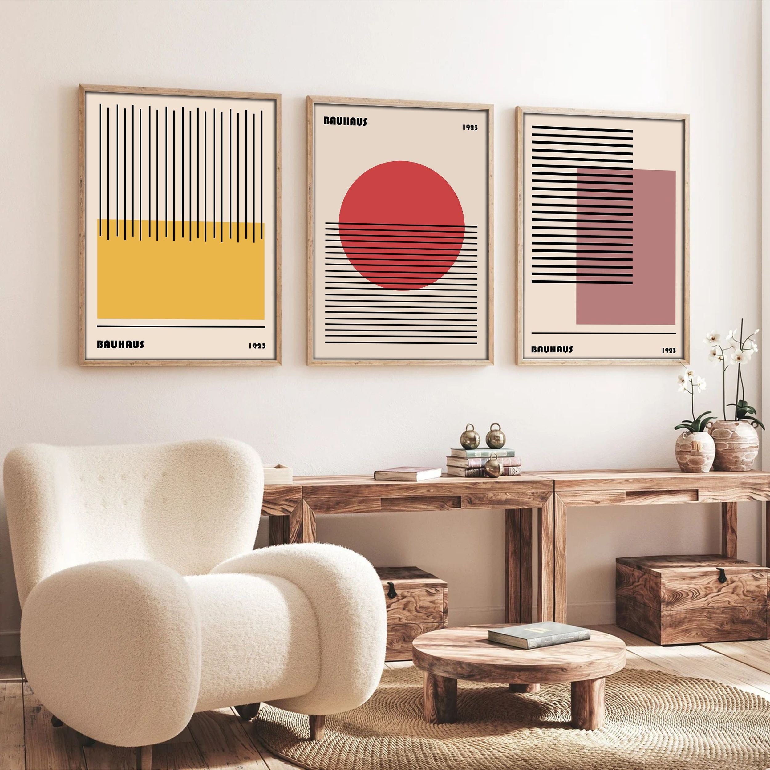 Zestaw trzech obrazów Bodenass 70x50 cm Bauhaus