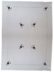 Obrus świąteczny Sidolle 180x140 cm biały z kolorowymi laskami
