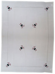 Obrus świąteczny Sidolle 220x140 cm biały z kolorowymi laskami
