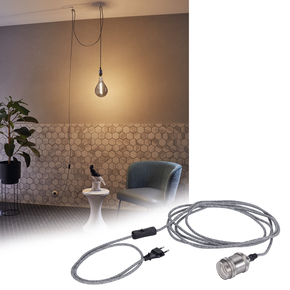 Lampa wisząca Tavaco 5m szara