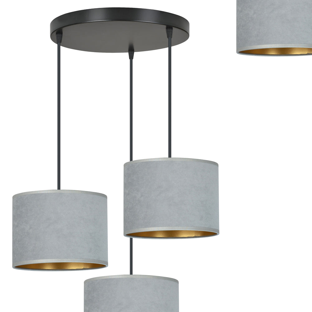 Lampa wisząca Hellid x3 asymetryczna średnica 50 cm szara