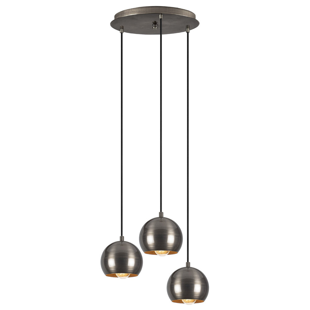 Lampa wisząca Kiento na okrągłej podsufitce platynowa