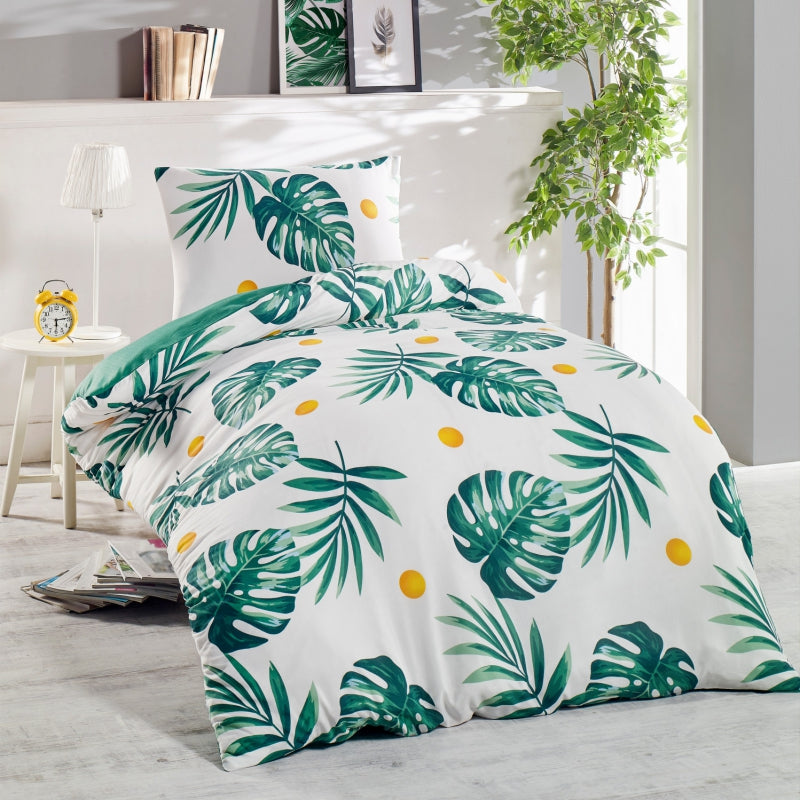 Komplet pościeli Monstera 140x220 cm z poszewką na poduszkę 50x70 cm