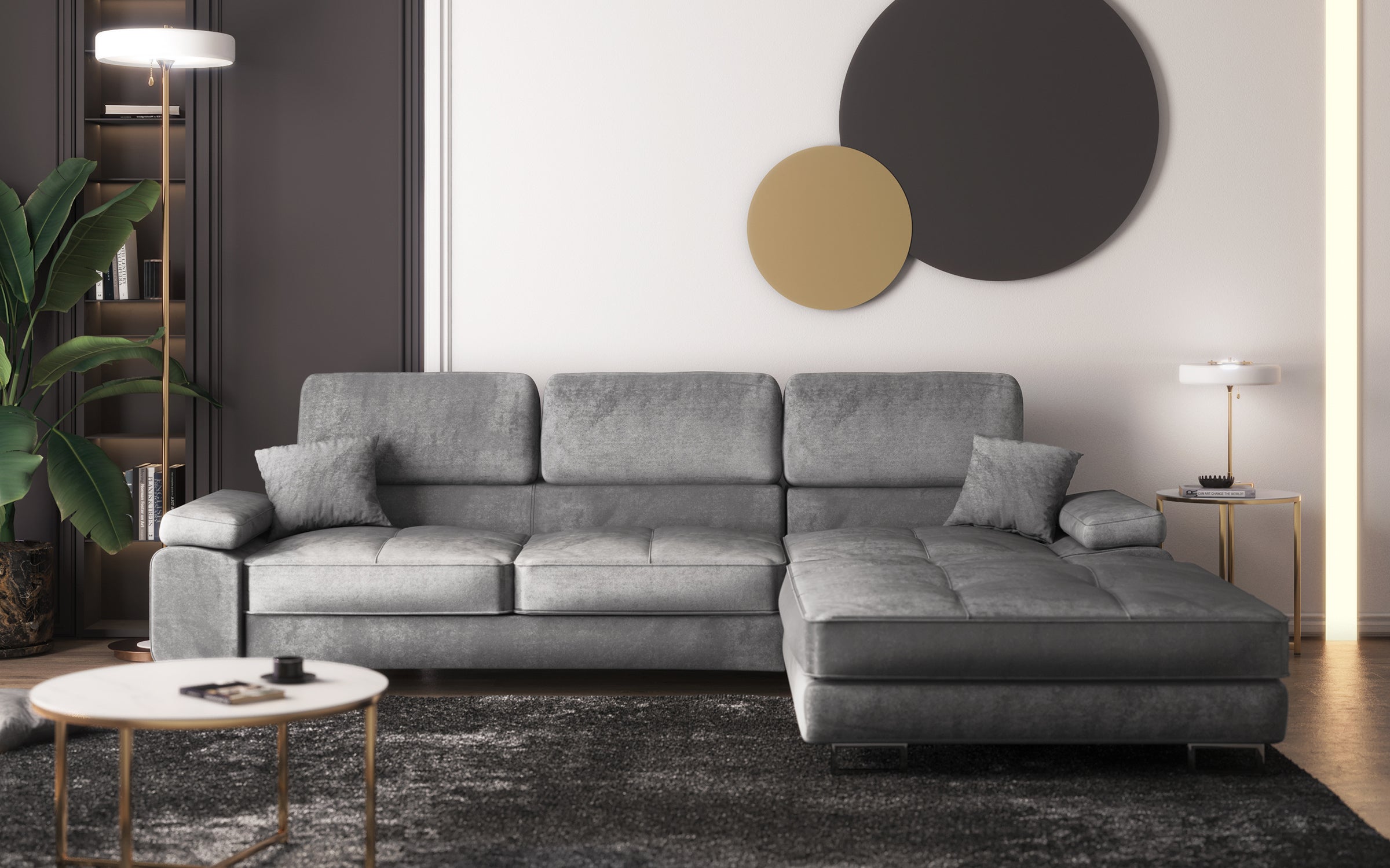 Stolik kawowy Alisma o średnicy 80 cm - złota podstawa