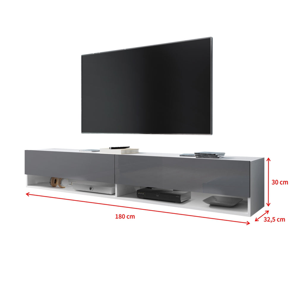 Szafka RTV Wander 180 cm Dąb wotan / Czarny połysk
