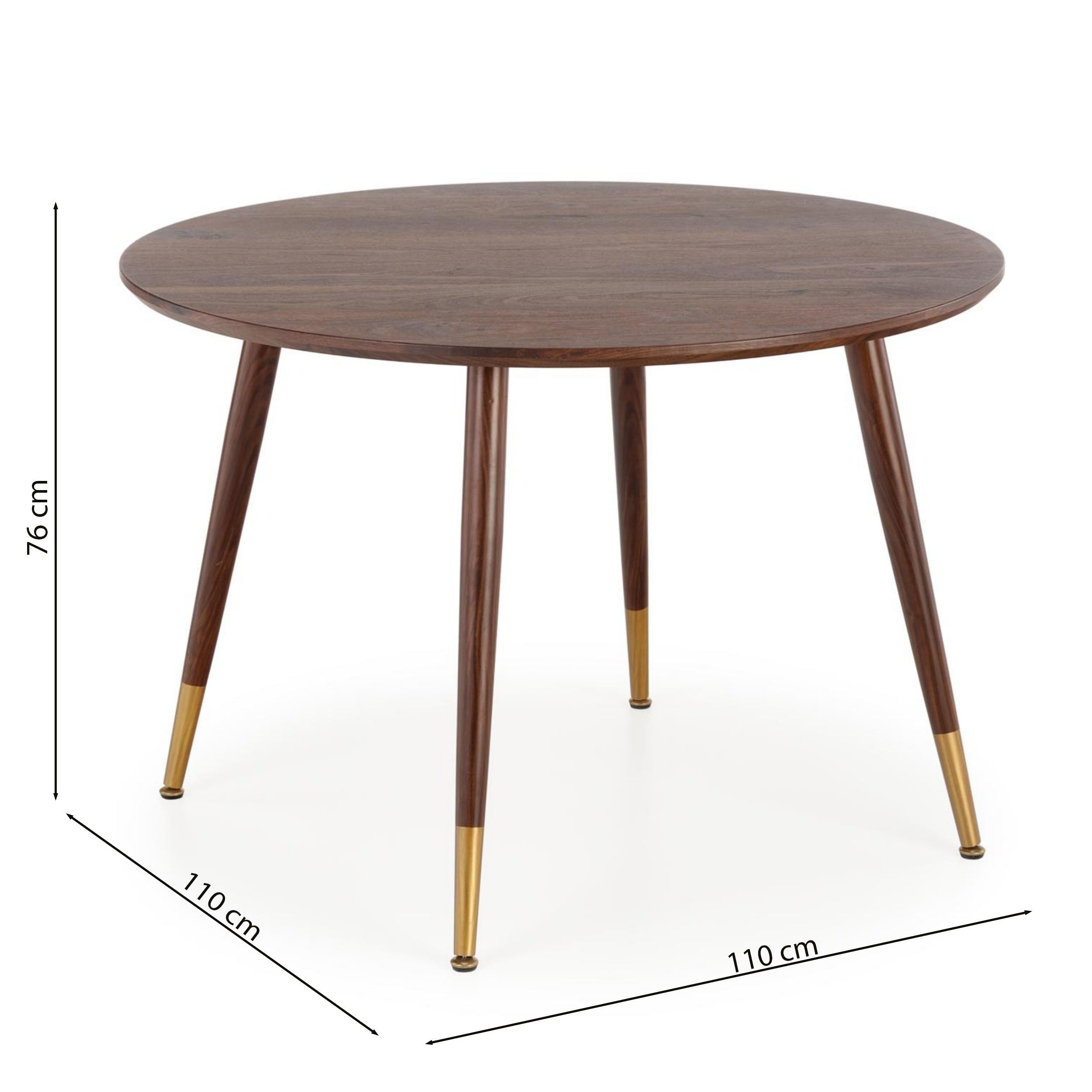 Stół okrągły Impetive średnica 110 cm orzech/złoty