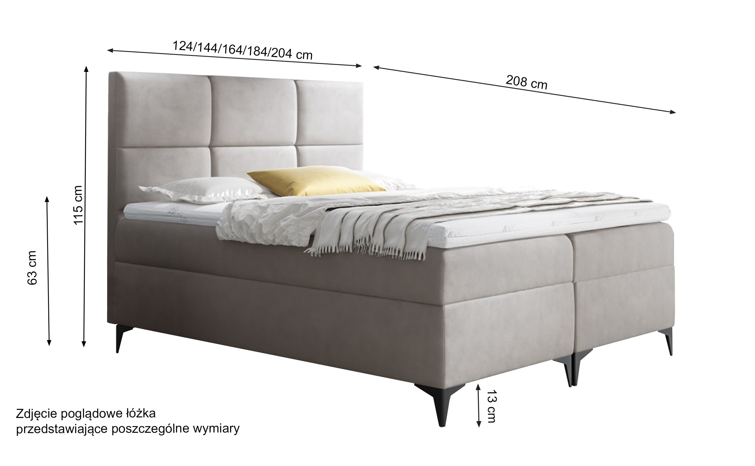 Łóżko kontynentalne Firome 120x200 z dwoma pojemnikami, materacem i topperem ciemnozielone hydrofobowe