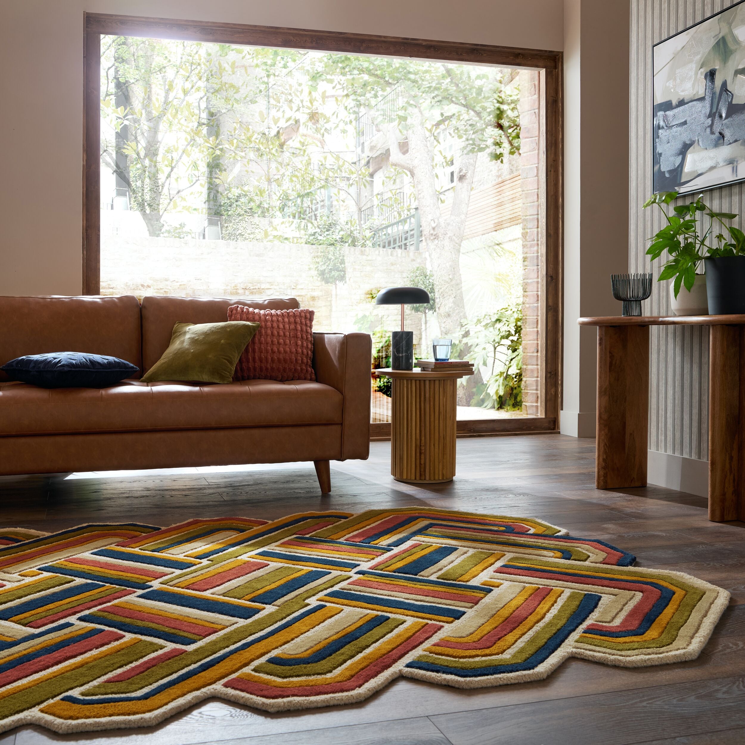 Dywan wełniany ręcznie wykonany Lattice 200x300 cm terakota