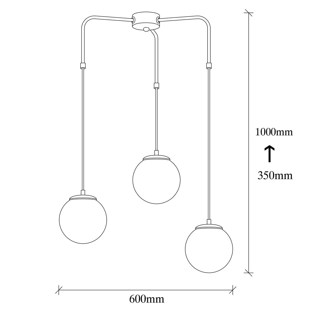 Lampa wisząca Illurked x3 kaskada czarno-srebrna