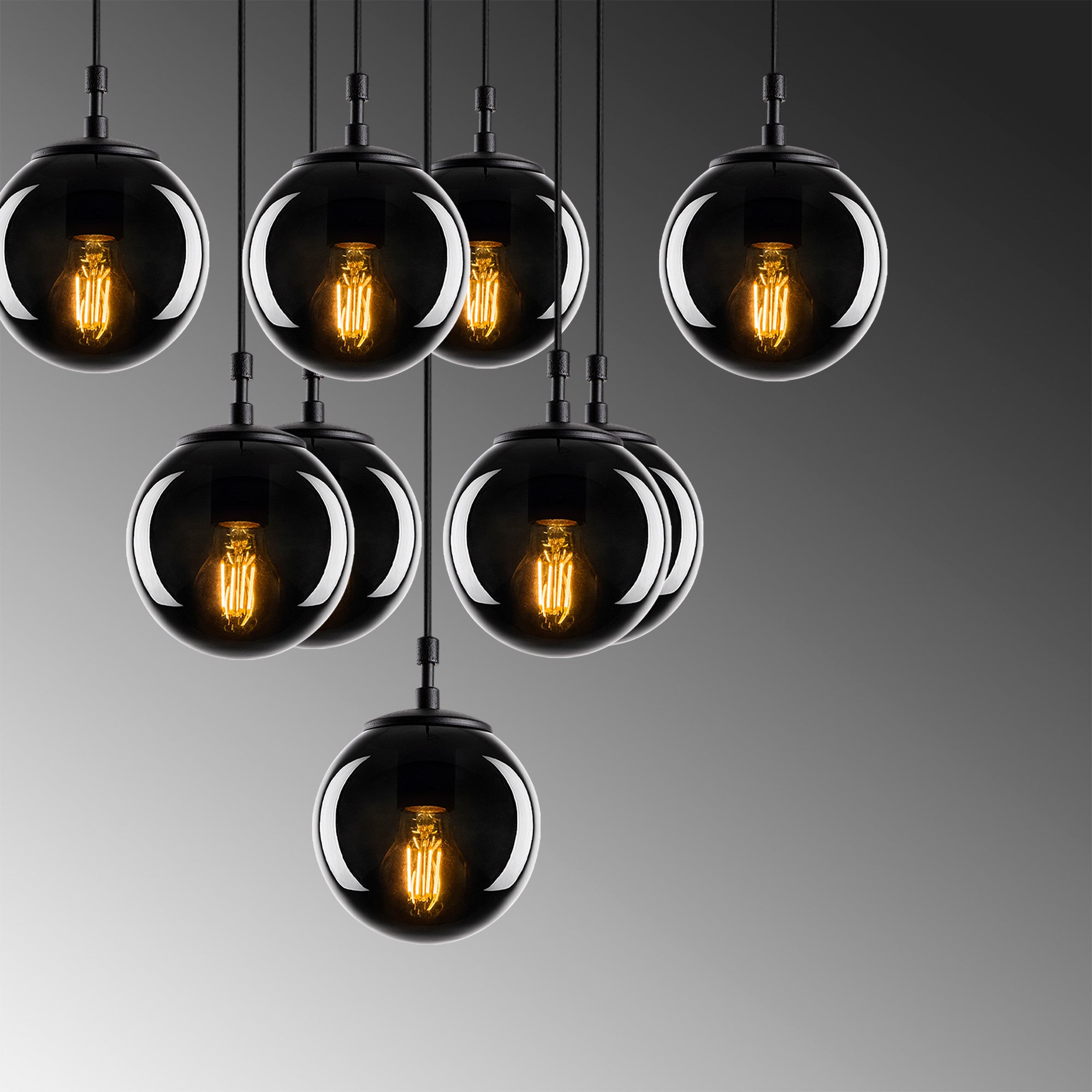 Lampa wisząca Helity x9 czarny połysk
