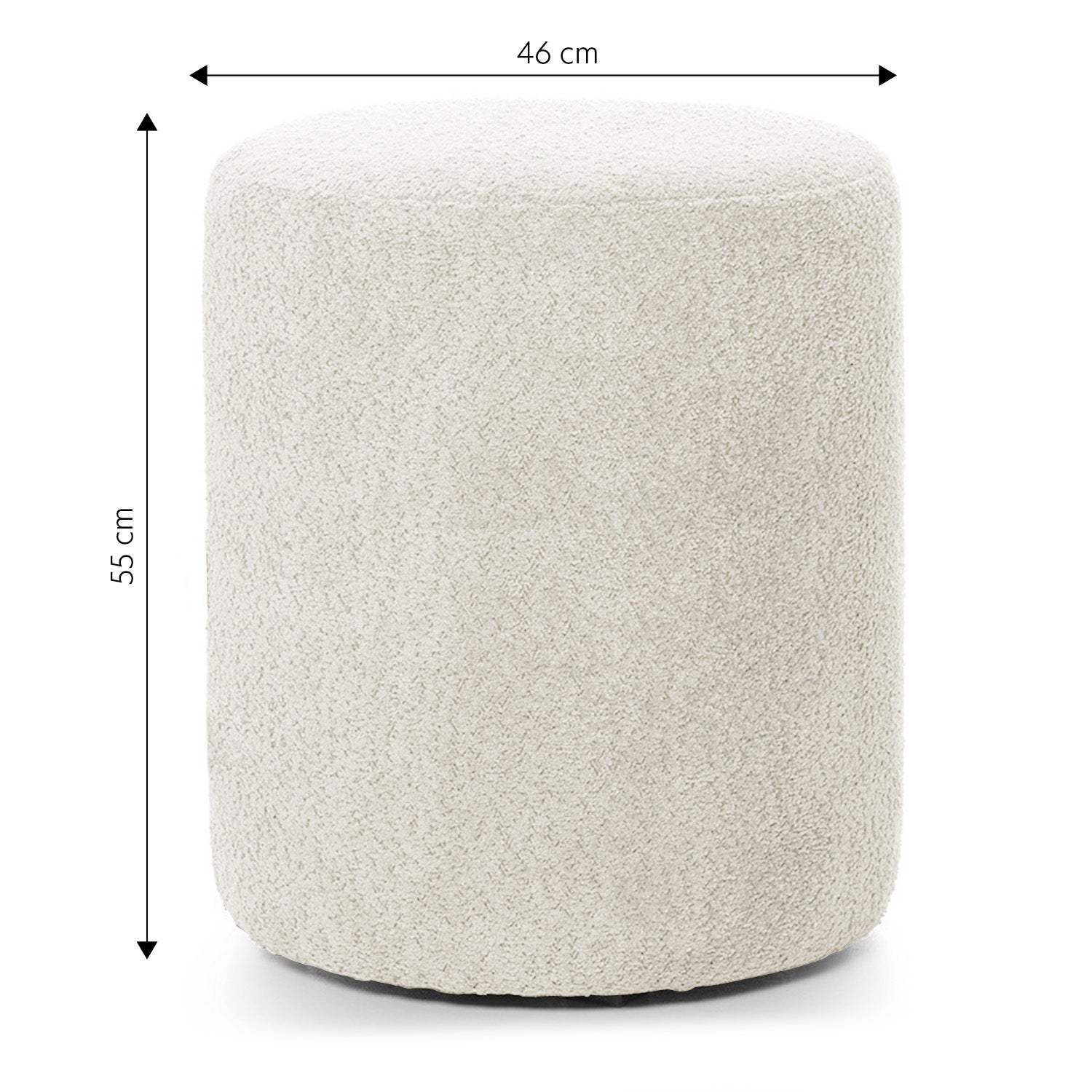 Pufa okrągła Seppio 55 cm biała w tkaninie boucle
