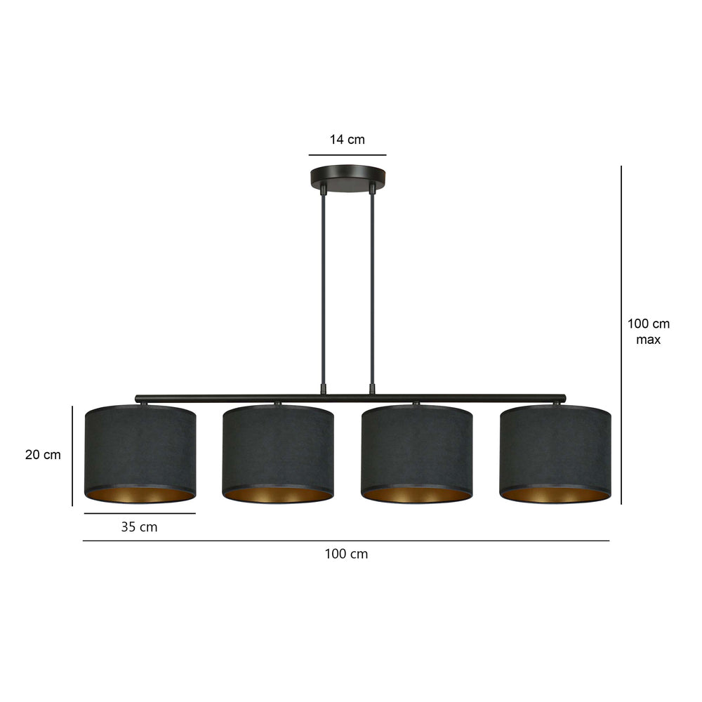 Lampa wisząca Hellid x4 97 cm czarna