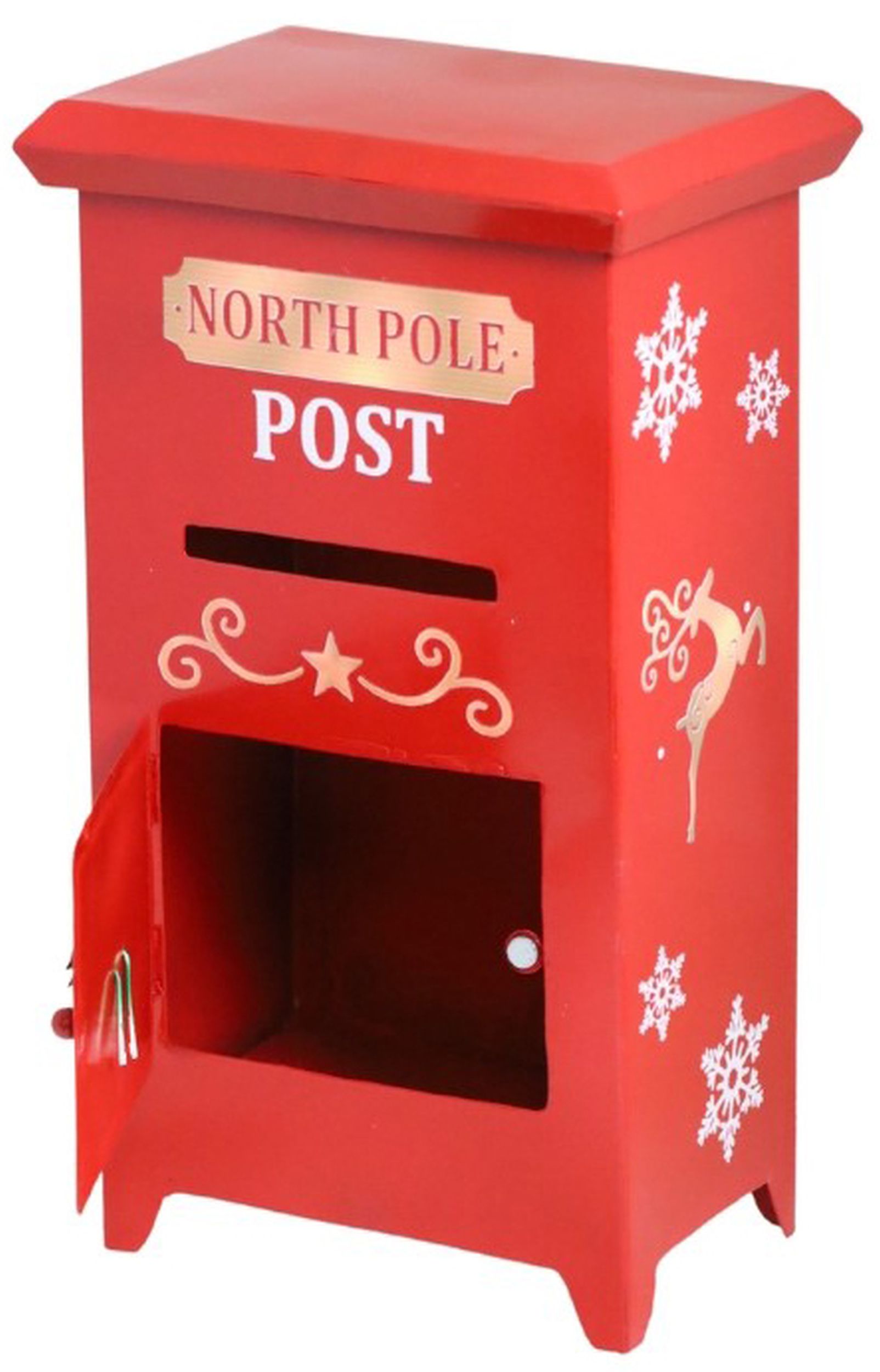 Dekoracja świąteczna North Pole Post metalowa czerwona