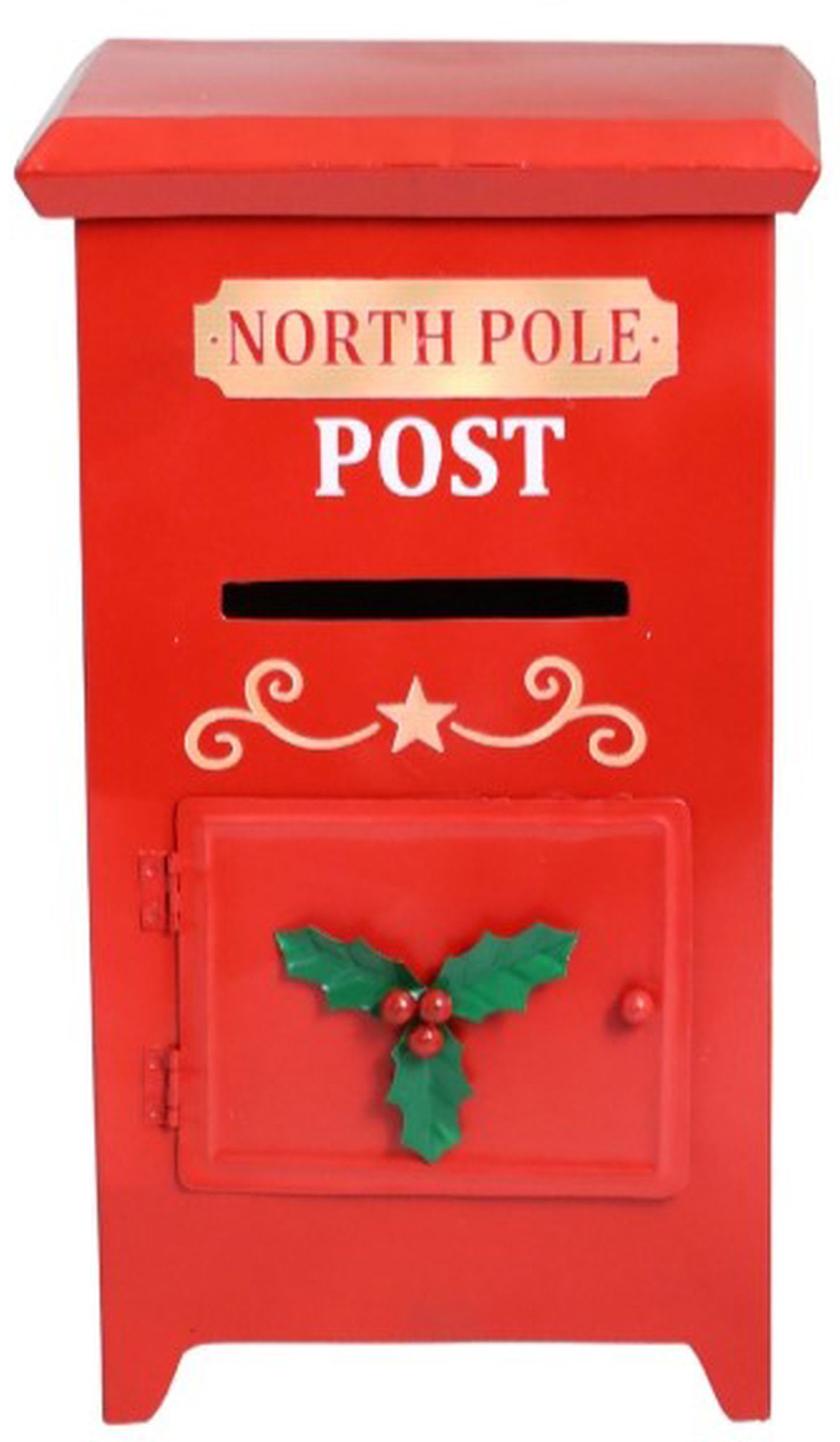 Dekoracja świąteczna North Pole Post metalowa czerwona