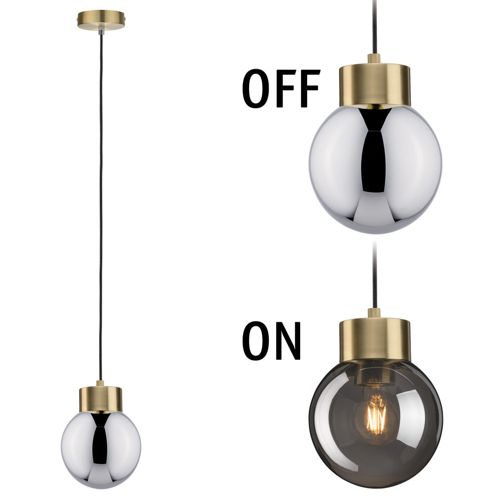 Lampa wisząca Nibbler mosiądz z dymionym kloszem