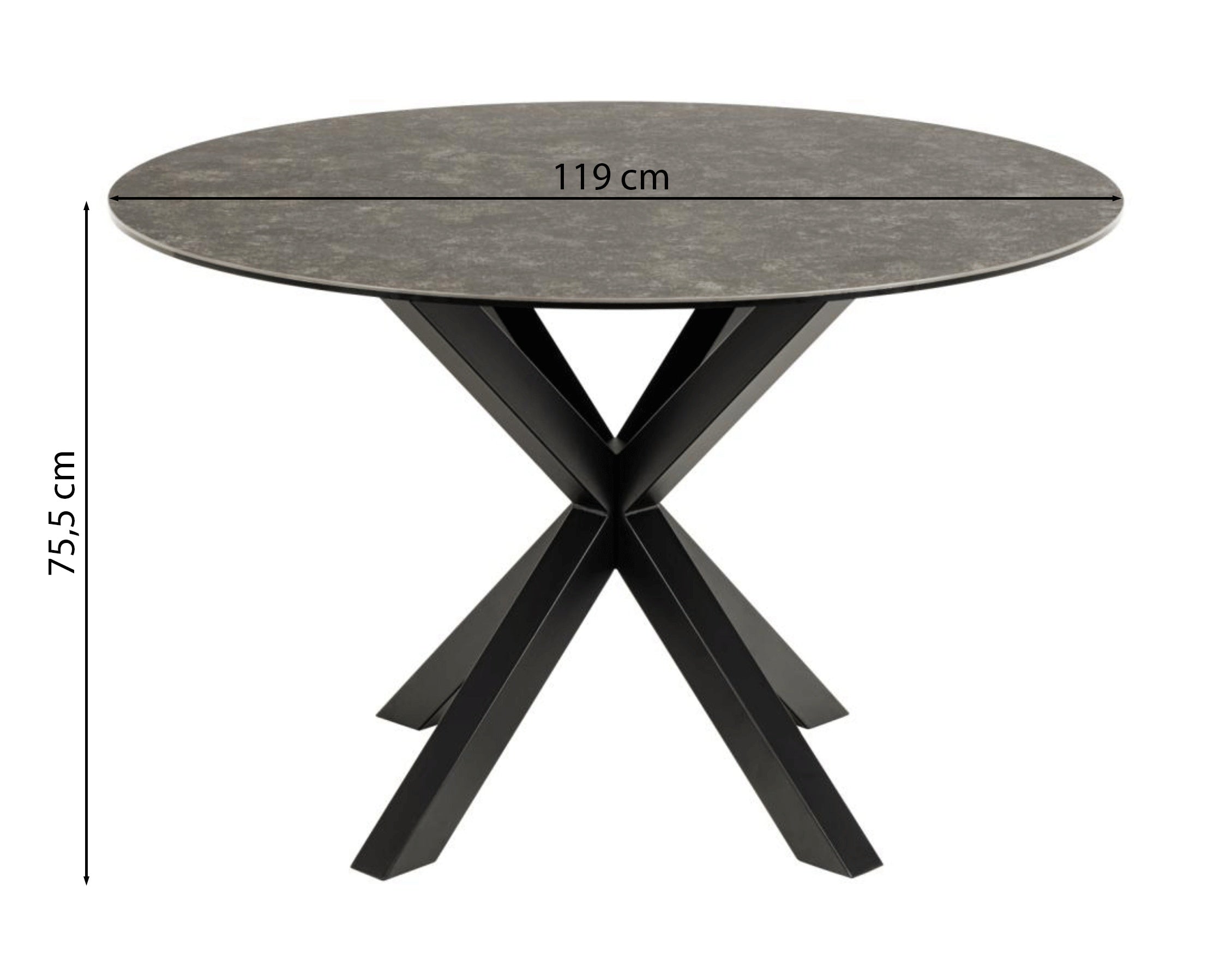 Stół do jadalni okrągły Kardema 119 cm czarna ceramika