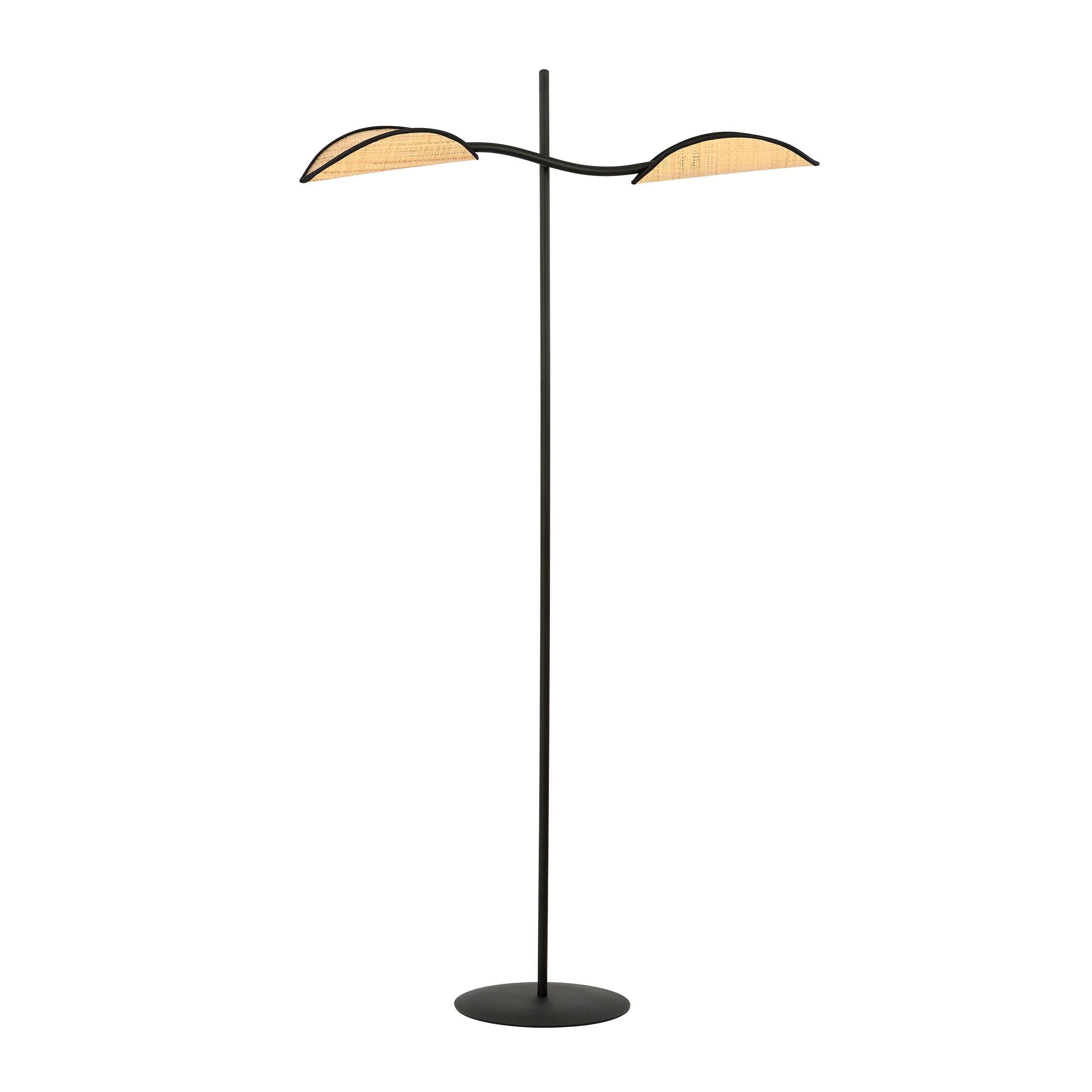 Lampa podłogowa Farang x2 czarno-rattanowa