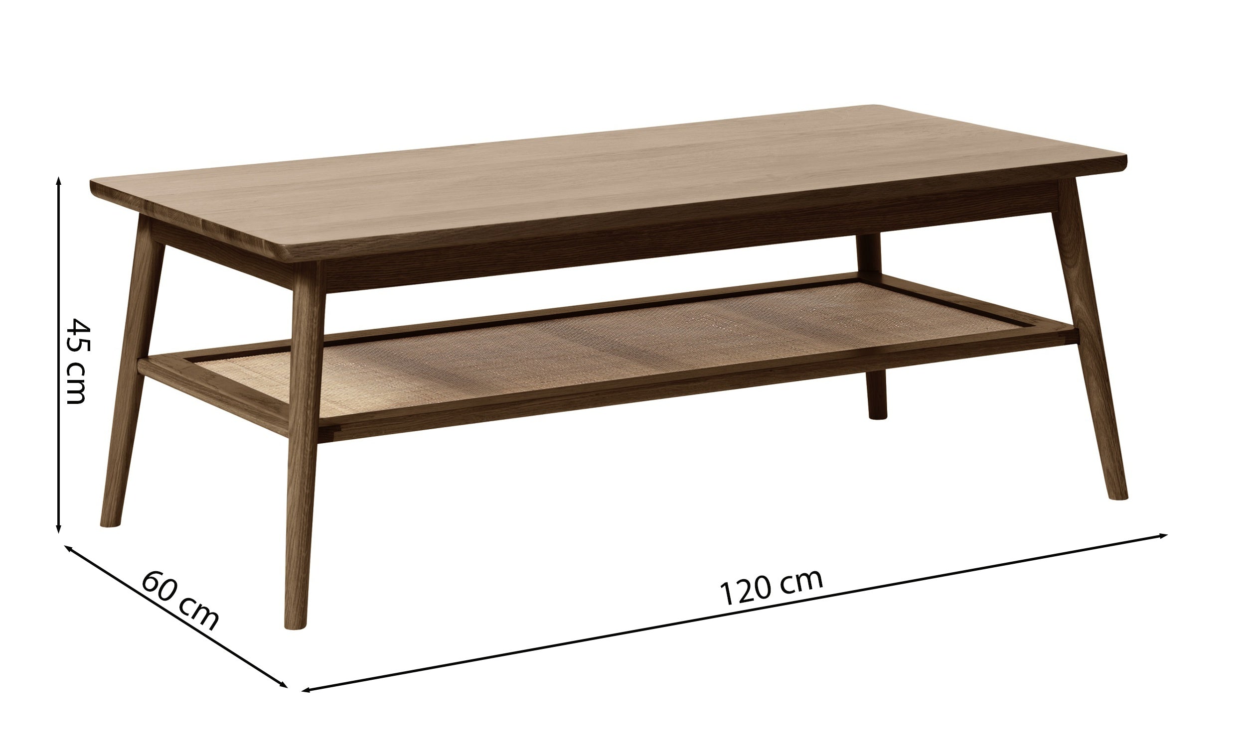 Stolik kawowy Visimmy 60x120 cm przyciemniony dąb/plecionka