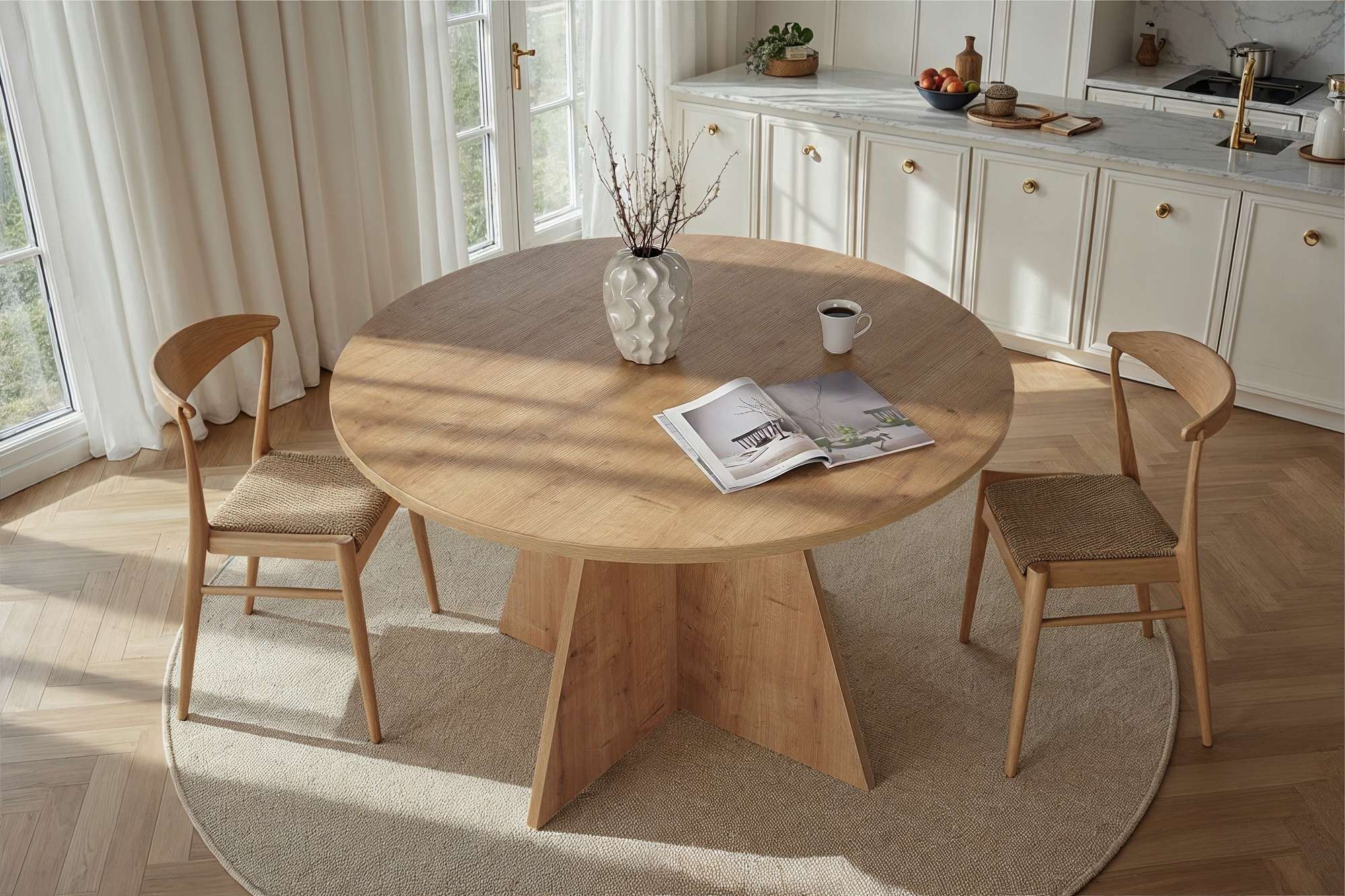 Stół okrągły do jadalni Decussio 120 cm dąb naturalny