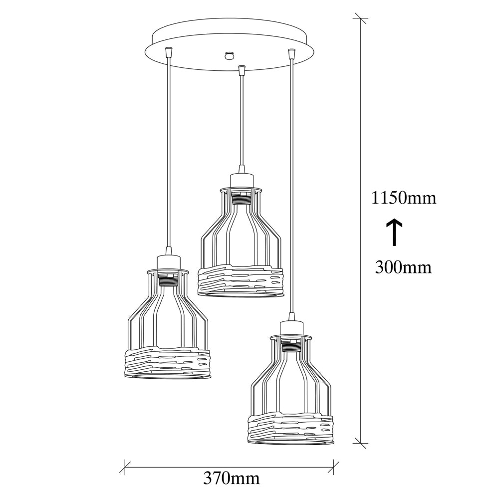 Lampa wisząca Trunica x3 kaskada czarna