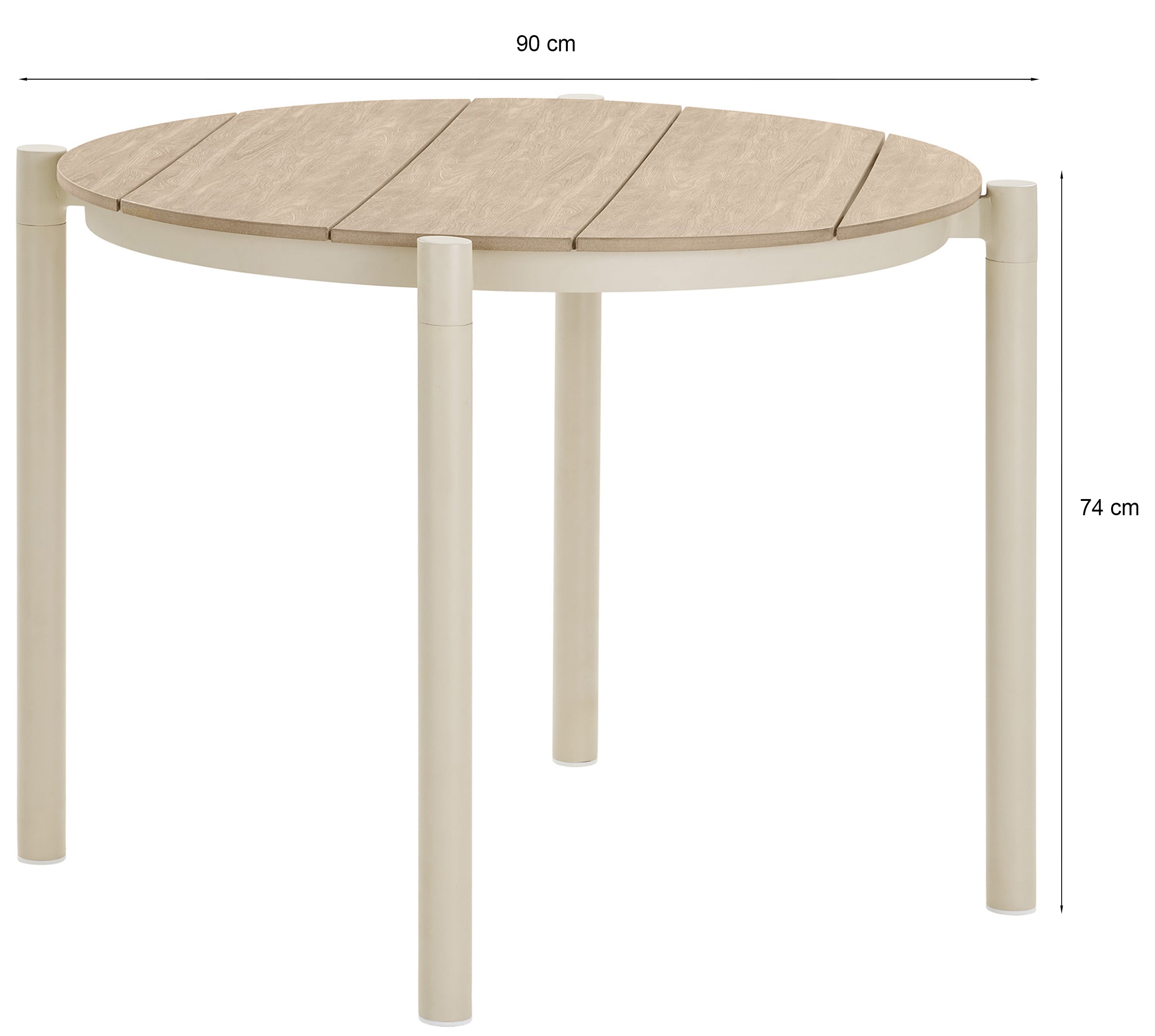 Stół ogrodowy Abela okrągły 90 cm beżowy