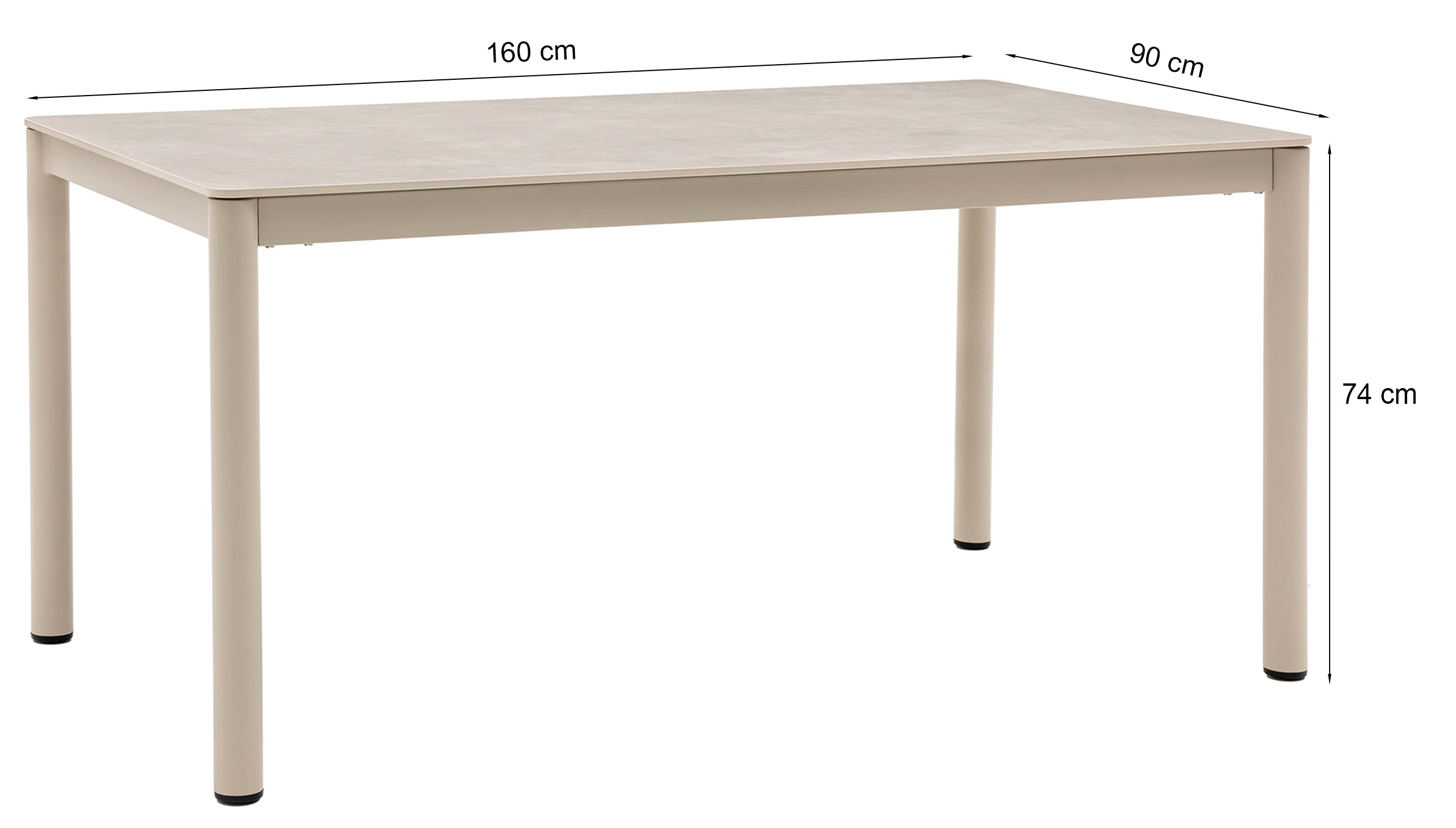 Stół ogrodowy Arennio 160x90 cm beżowy ceramiczny blat