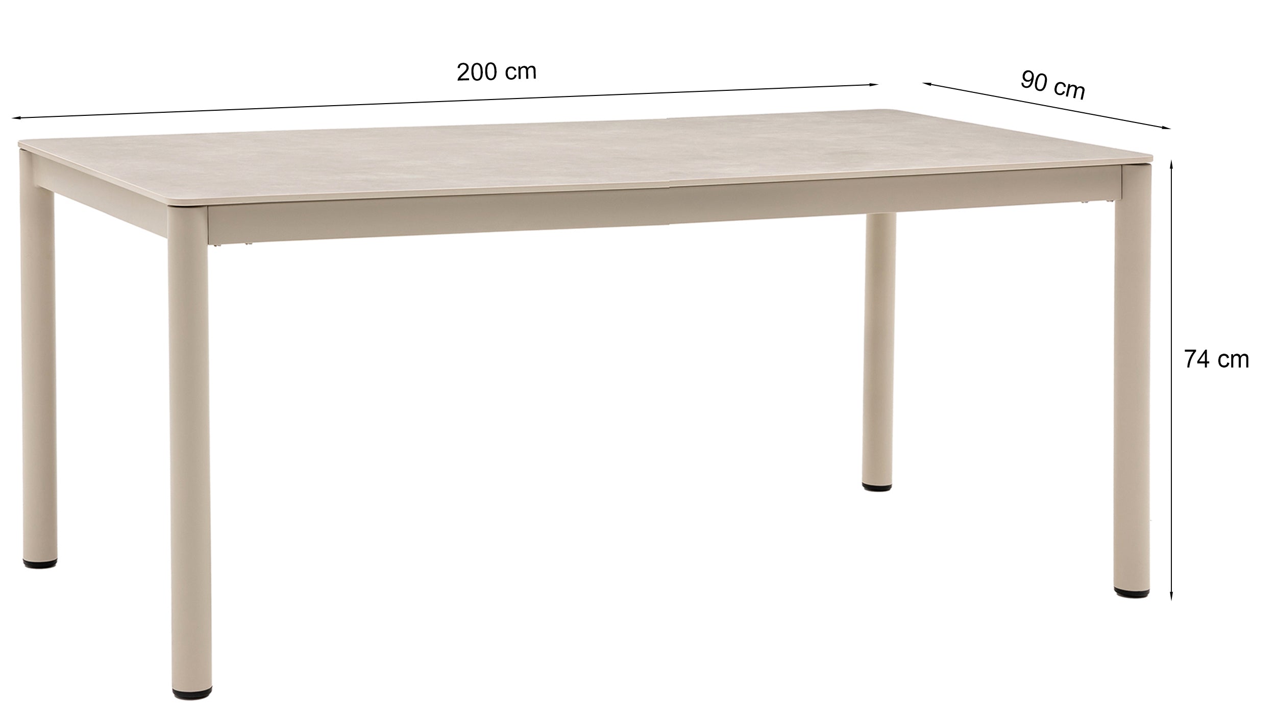 Stół ogrodowy Arennio 200x90 cm beżowy ceramiczny blat