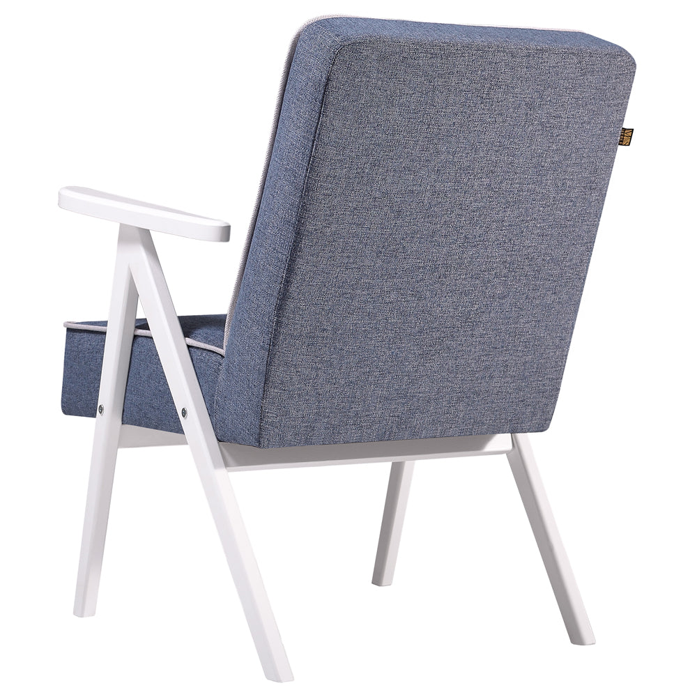 Fotel MidCentury niebiesko jasnoszary łatwoczyszczący