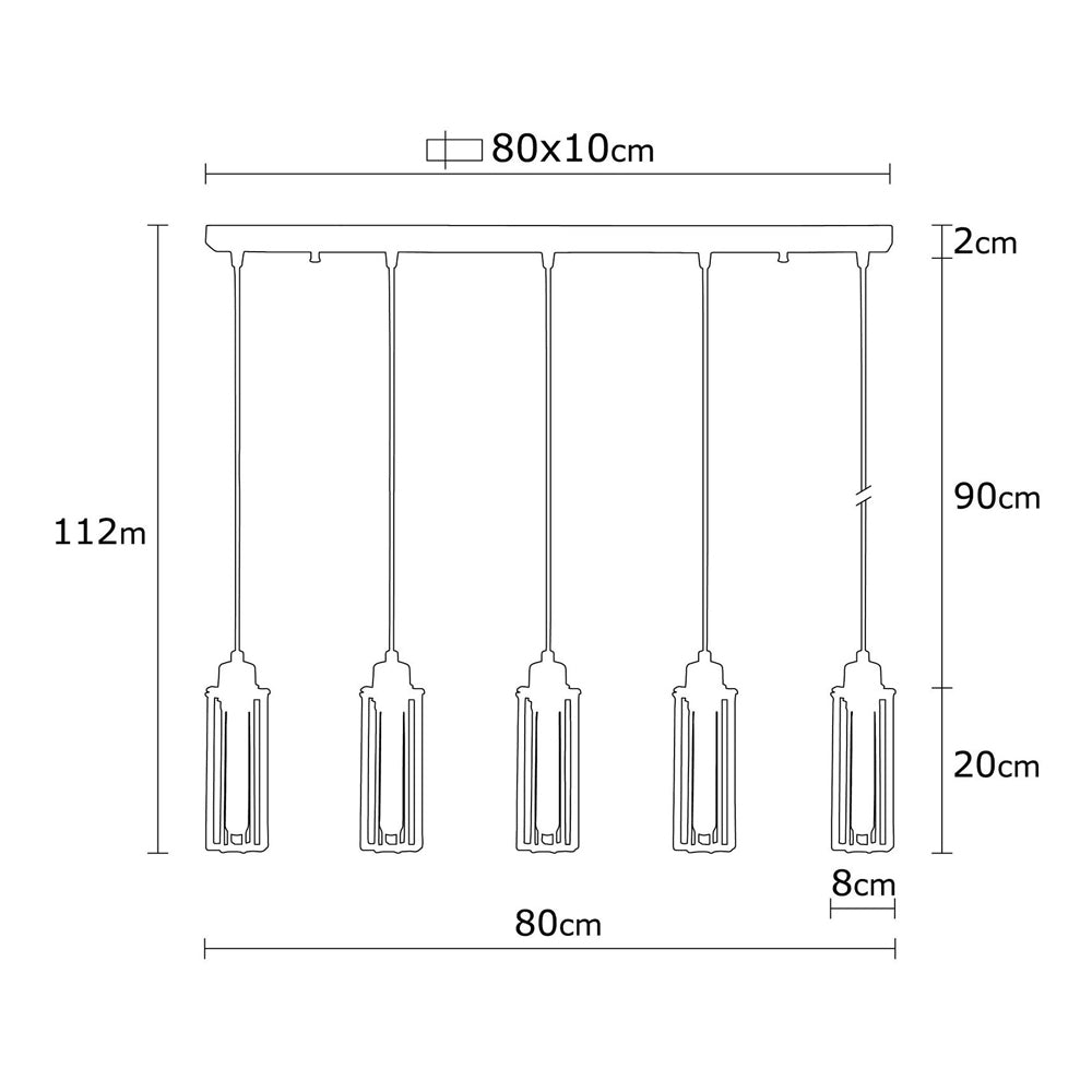 Lampa sufitowa Naomet x5 80 cm czarna