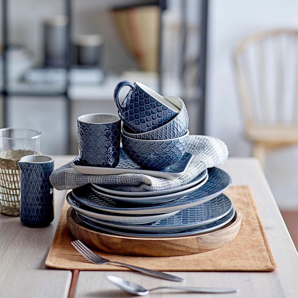 Talerz Bloomingville Mirie z kamionki niebieski